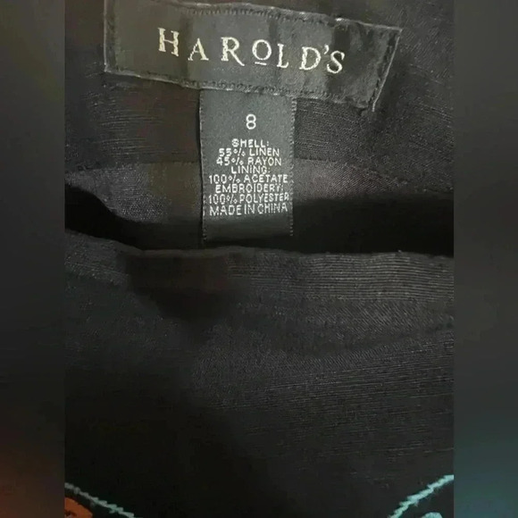 Harold's Black Boho Embroidered Skirt Size 8 - Picture 6 of 8